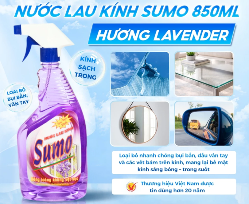  Nước Lau Kính Sumo 850ml 4 Mùi Hương tự chọn Lau Kính Ô Tô Lau Kính Bàn Ăn Lau Kính Hồ Cá 