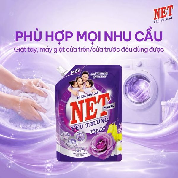  Nước giặt xả NET Matic yêu thương diệu kỳ túi 3kg 