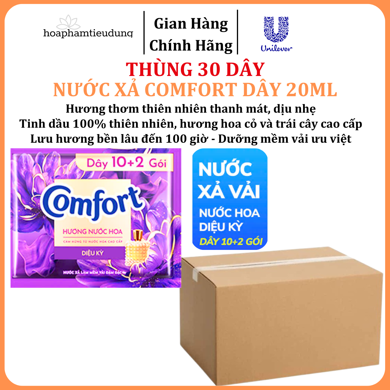  Nước Xả Làm Mềm Vải Comfort Đậm Đặc Một Lần Xả Thơm Mát gấp 10 lần túi 20ml 