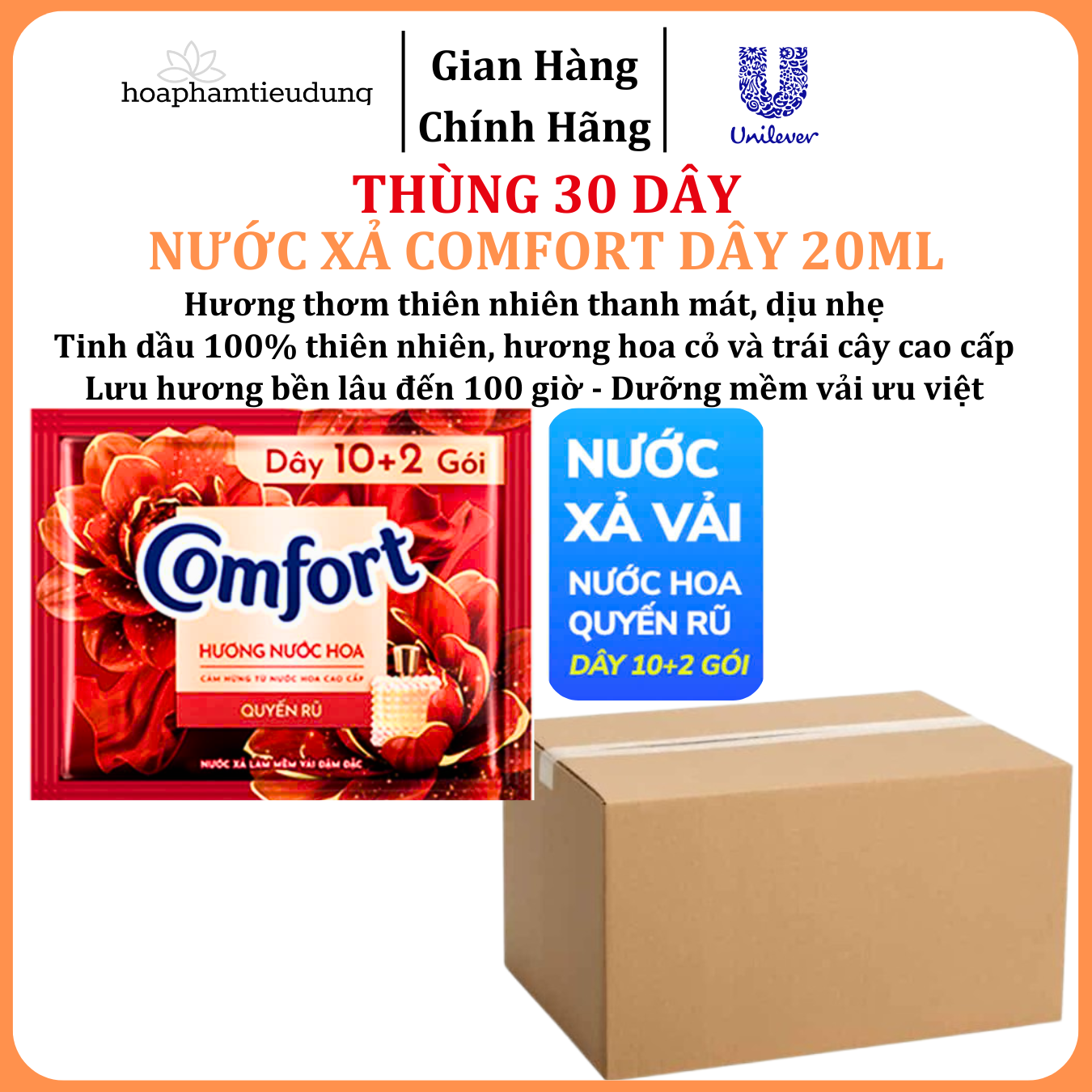  Nước Xả Làm Mềm Vải Comfort Đậm Đặc Một Lần Xả Thơm Mát gấp 10 lần túi 20ml 