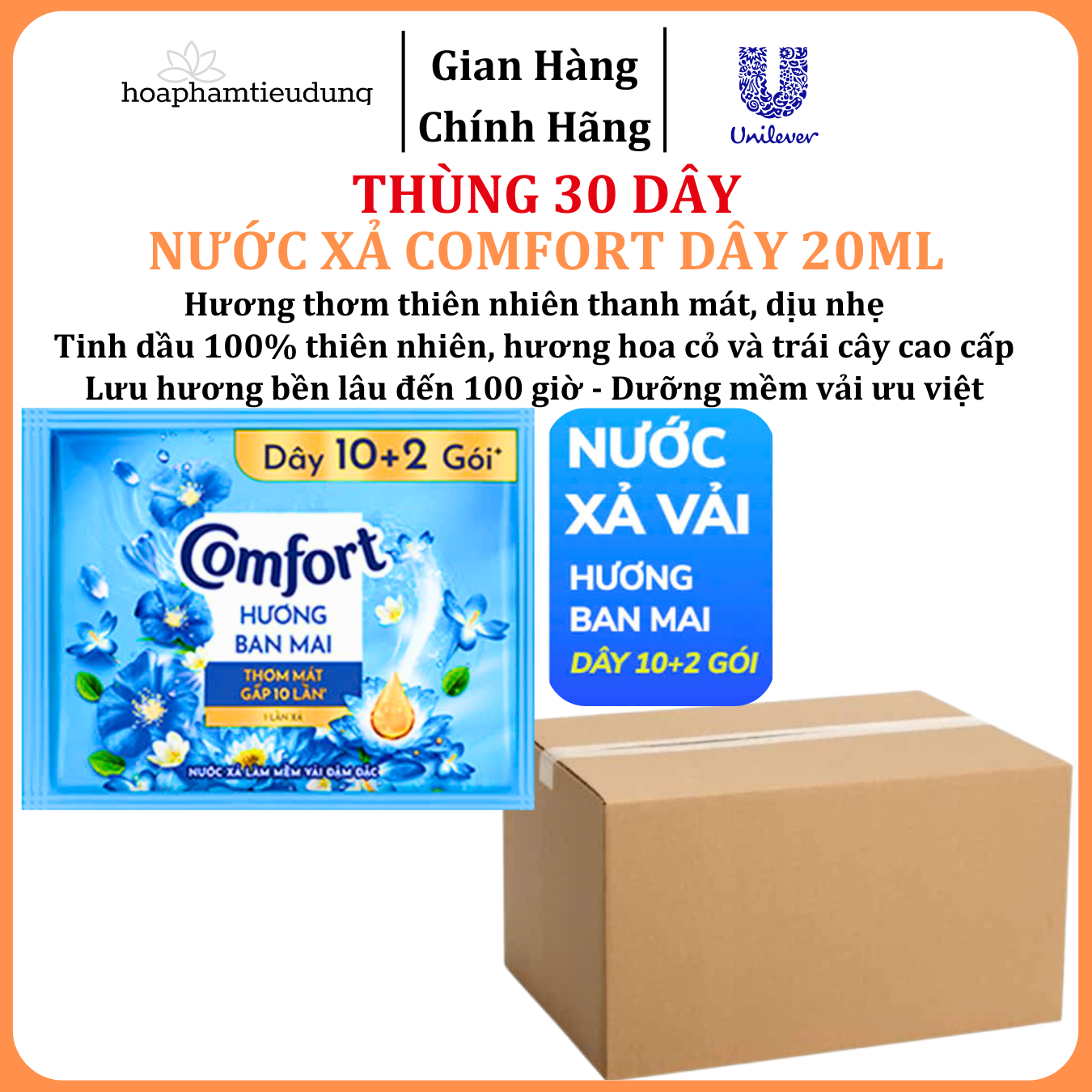  Nước Xả Làm Mềm Vải Comfort Đậm Đặc Một Lần Xả Thơm Mát gấp 10 lần túi 20ml 