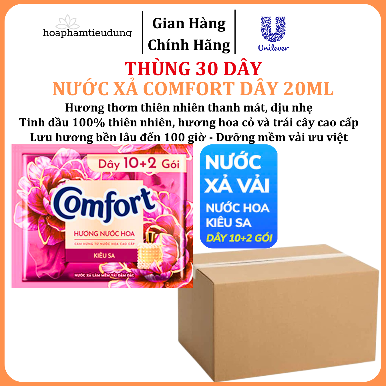  Nước Xả Làm Mềm Vải Comfort Đậm Đặc Một Lần Xả Thơm Mát gấp 10 lần túi 20ml 