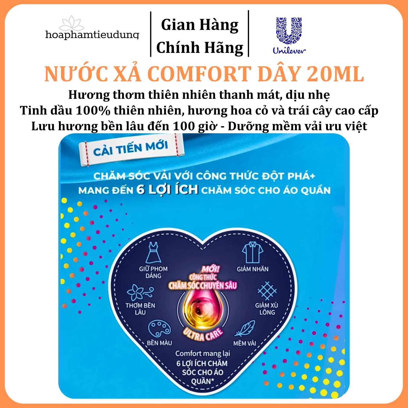 Nước Xả Làm Mềm Vải Comfort Đậm Đặc Một Lần Xả Thơm Mát gấp 10 lần túi 20ml 