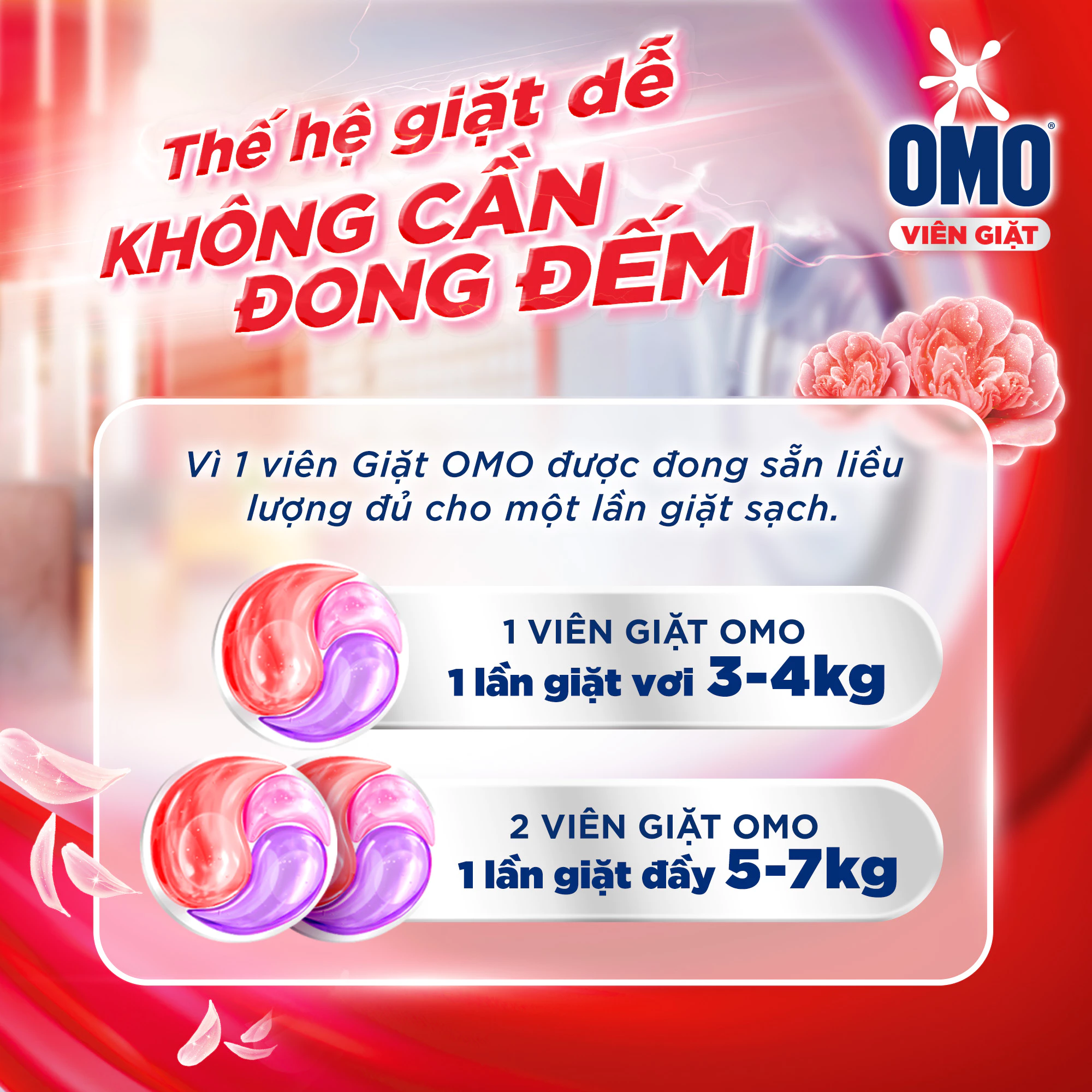  Túi viên giặt tiện lợi OMO 3 trong 1 (30 - 50viên/ túi) 