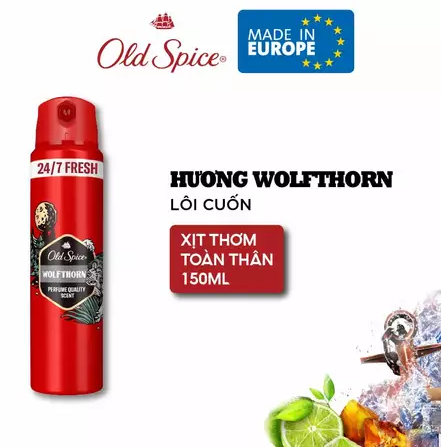  Xịt thơm khử mùi OLD SPICE toàn thân, ngăn ố vàng áo, hương nước hoa đẳng cấp 150ml - Châu Âu 