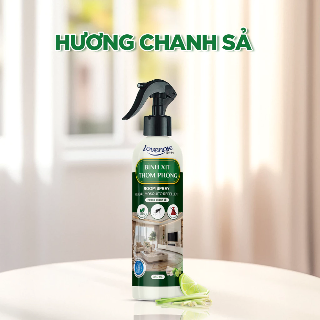  Xịt thơm phòng đuổi muỗi Lovenose đuổi côn trùng chiết xuất từ tinh dầu tự nhiên lành tính, khử mùi phòng 350ml 
