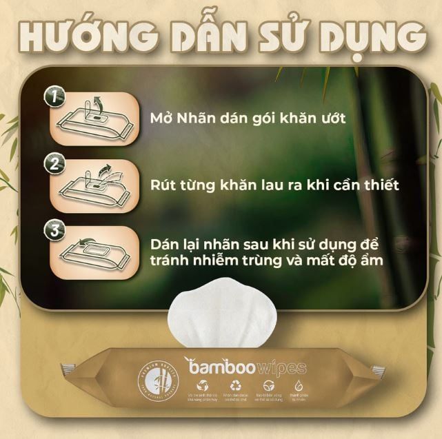  Khăn ướt vải sợi tre kháng khuẩn EcoBamboo gói 80 tờ không mùi 
