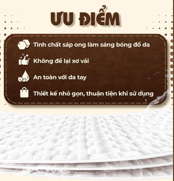  Hộp 20 gói khăn ướt lau giày da túi da ví da siêu tốc Leather EcoWipes gói 25 tờ hương quế 