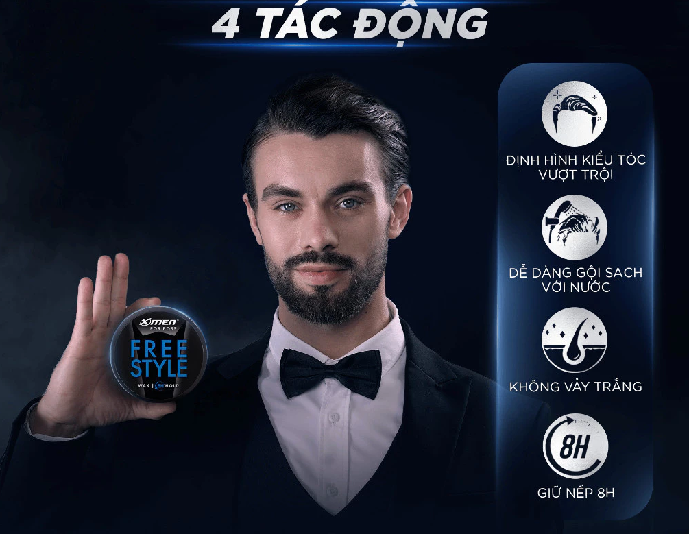  Sáp Vuốt Tóc Nam XMen for Boss 70g - Tạo Kiểu Tóc, Giữ Nếp 8H, Thành Phần Keratin Giúp Tóc Chắc Khỏe 