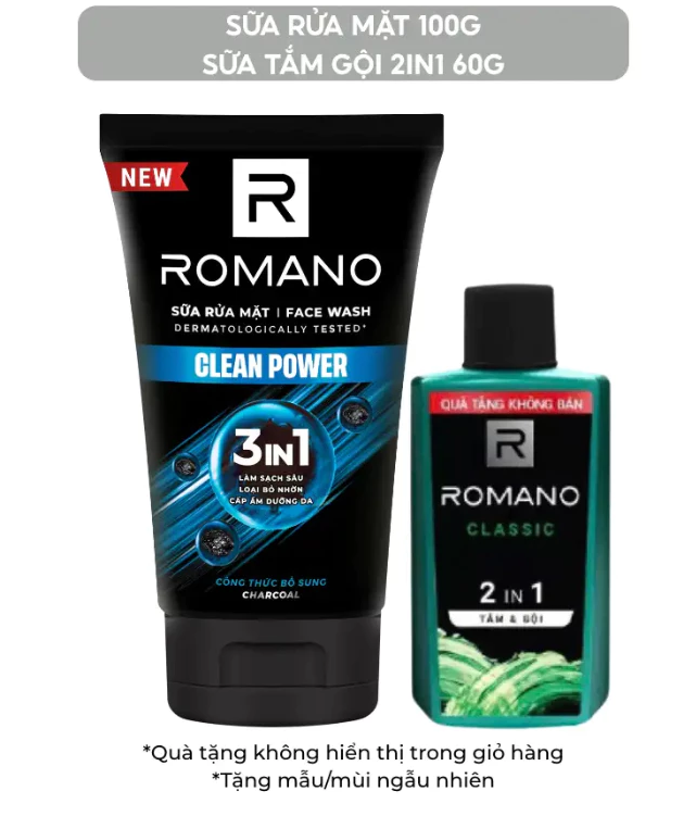  Sữa rửa mặt Romano đa tác dụng dành cho nam giới 100g: Cấp ẩm, Loại bỏ nhờn, Sáng da/Ngừa mụn/Làm sạch sâu 