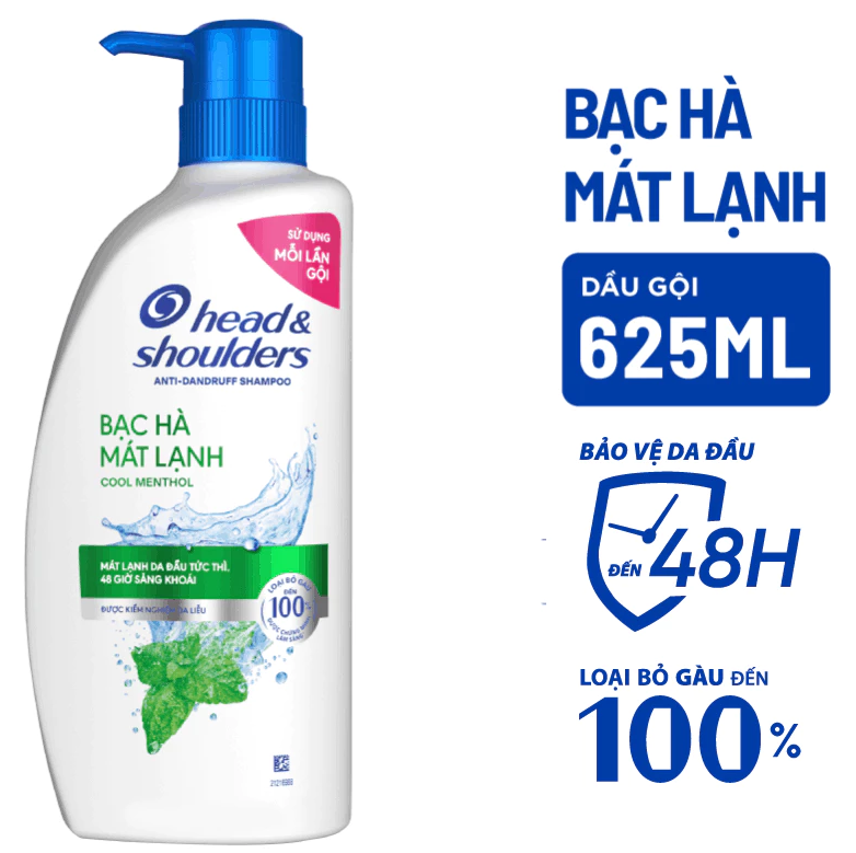  Dầu Gội Sạch Gàu HEAD&SHOULDERS Bạc Hà/ Giảm Ngứa Da Đầu/ Suôn Mềm/ Hương Chanh/ Sạch Sâu/ Làm Sạch Vi Khuẩn - Chai 625ml 