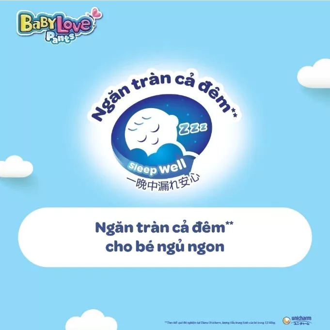  Tã quần Baby Love - Ngăn Tràn Cả Đêm size M/L/XL/XXL/XXXL 