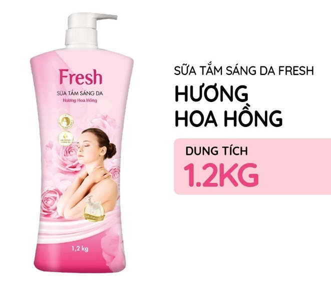  Sữa Tắm Sáng Da FRESH Hương Hoa Hồng / Ngọc Lan Tây / Hoa Tử Linh Lan Chai 1.2kg 