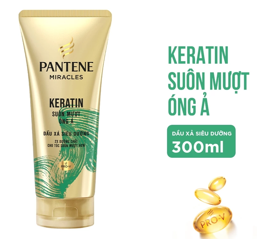  Dầu Xả Siêu Dưỡng PANTENE Miracles Ngăn Rụng Tóc Biotin/ Phục Hồi Hư Tổn Collagen/ Suôn Mượt Óng Ả Keratin - Tuýp 300ml 