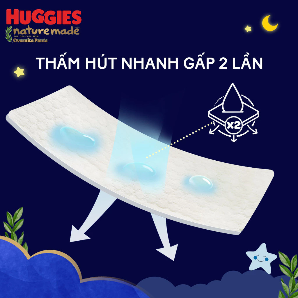  Tã quần Huggies Naturemade ban đêm M58/L44/XL38/XXL26 