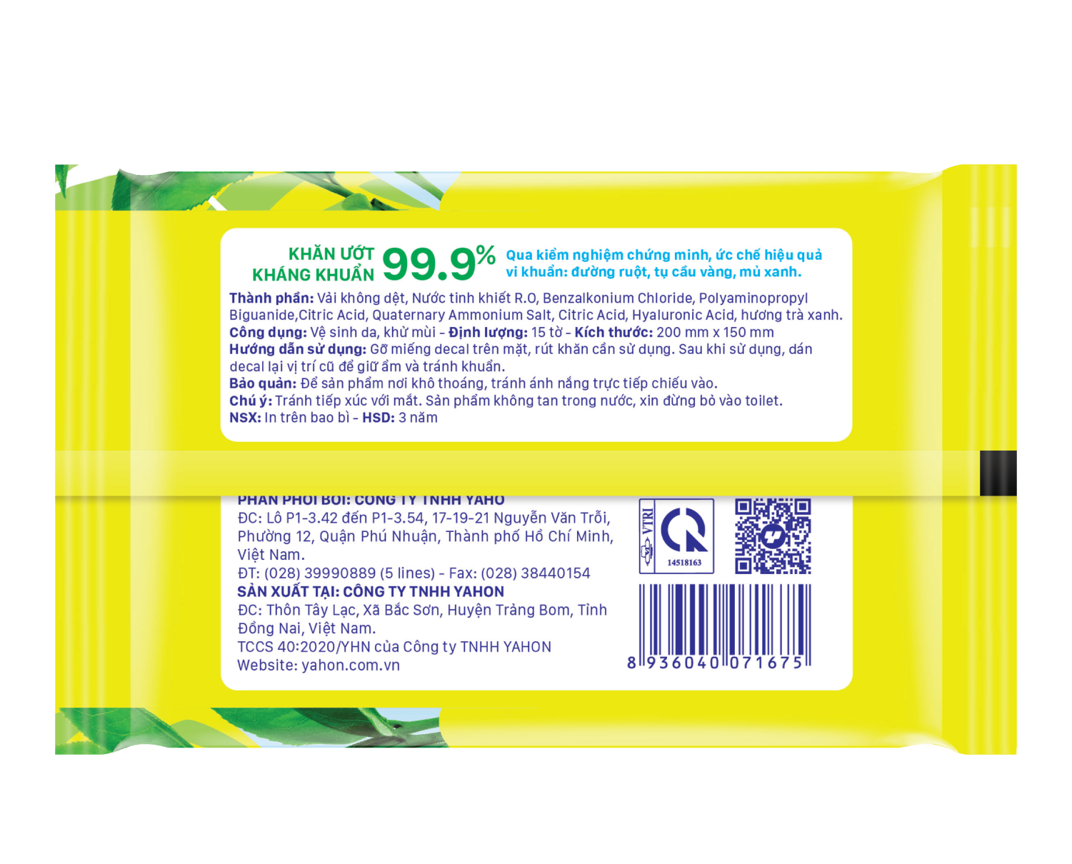  Khăn Ướt Kháng Khuẩn Khử Mùi Bỏ Túi LET-GREEN, 15 Miếng/Gói 