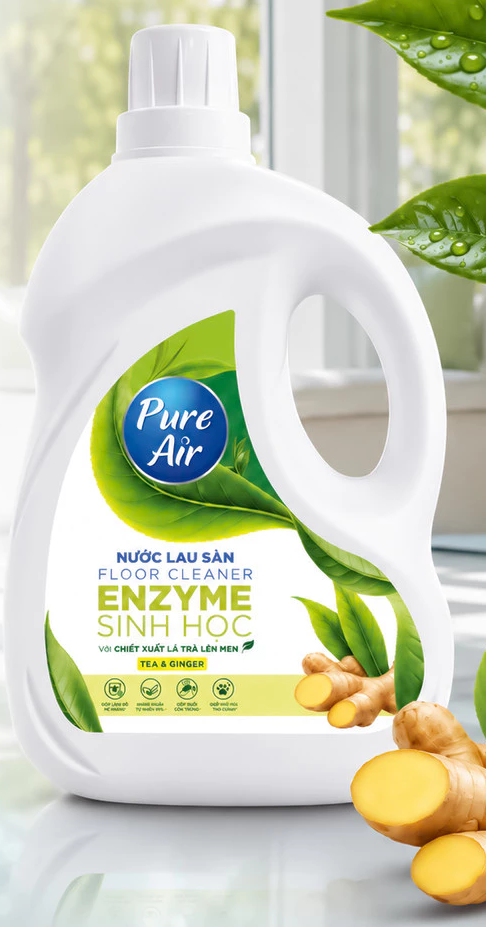  Nước Lau Sàn Enzyme Sinh Học Pure Air 1.1-2.3L Hỗ Trợ Làm Sạch Khử Mùi, Mang Lại Không Gian Sạch Sẽ, Thoáng Mát 