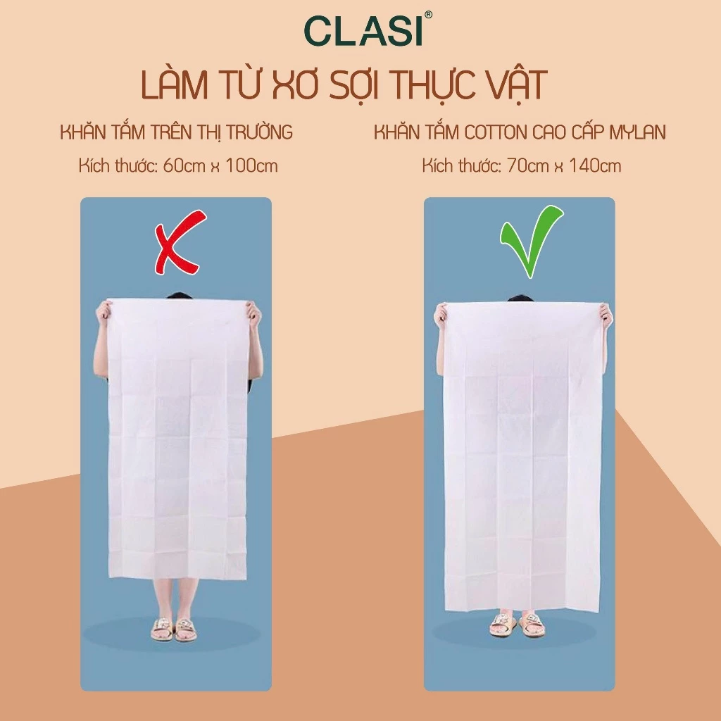  Khăn Tắm Cotton CLASI Cao Cấp Dùng Trong Gia Đình Du Lịch 70cmx140cm 