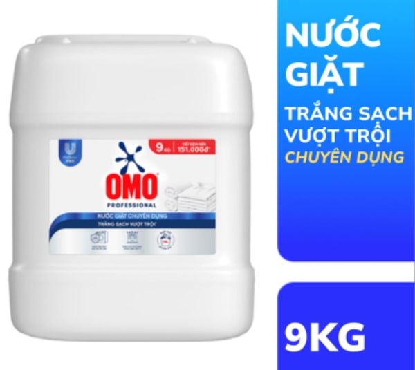 Nước giặt chuyên dụng OMO 9kg trắng sáng vượt trội phù hợp Giặt sấy, Nhà hàng, Khách sạn, Spa 