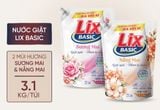  Nước giặt Lix Basic hương Nắng mai túi 3.1kg - can 3.3kg 