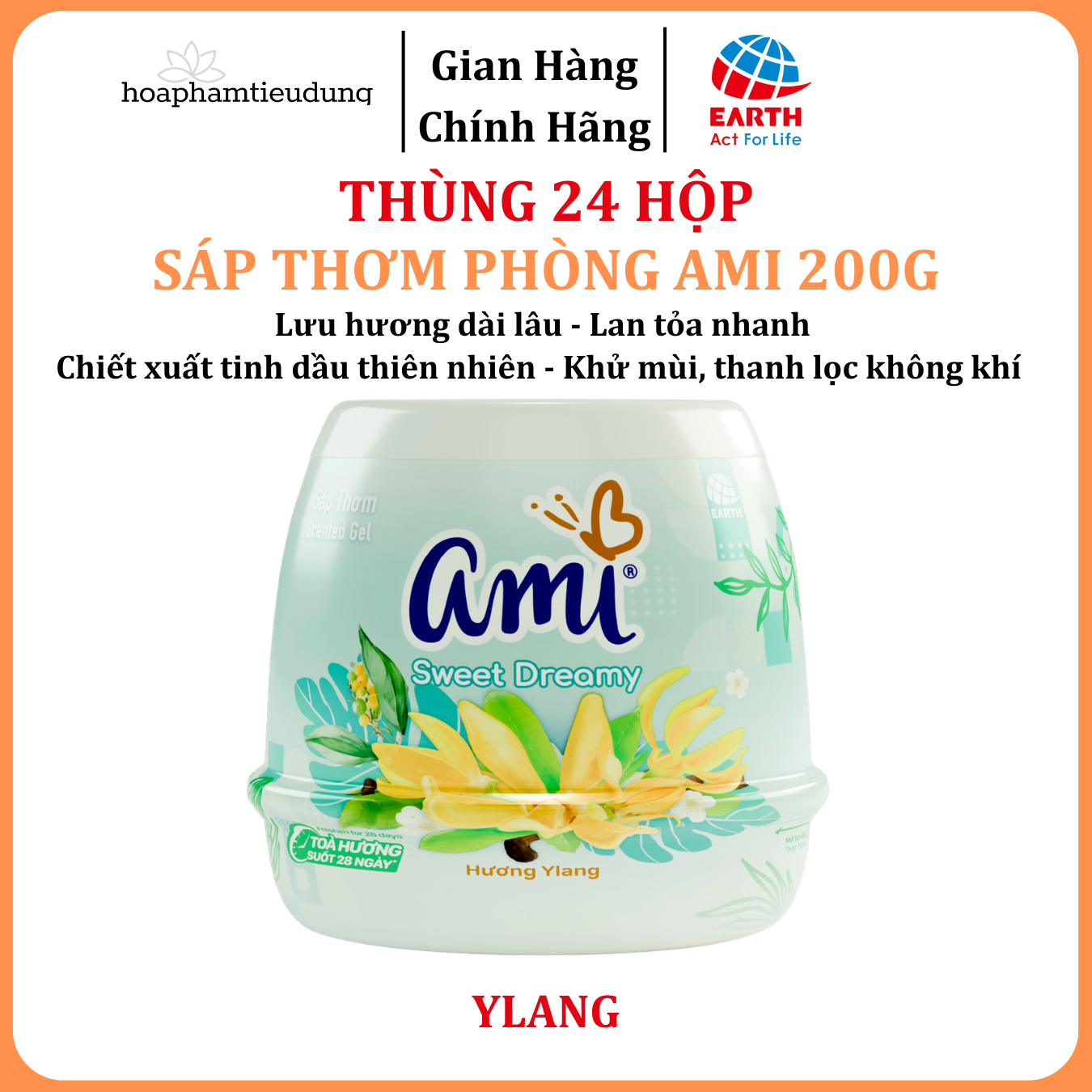  Sáp Thơm Ami Khử Mùi Làm Thơm Không Gian, Nhiều Hương Thơm Dịu Nhẹ 200g 