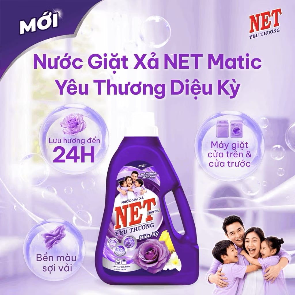  Nước giặt xả NET Matic yêu thương diệu kỳ can 3kg 