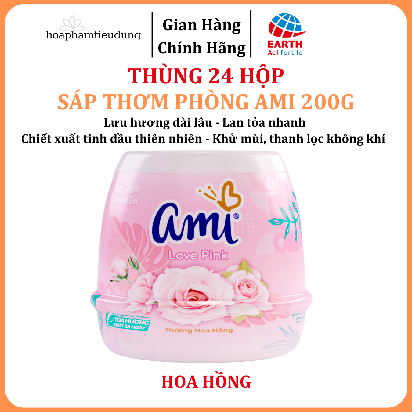  Sáp Thơm Ami Khử Mùi Làm Thơm Không Gian, Nhiều Hương Thơm Dịu Nhẹ 200g 