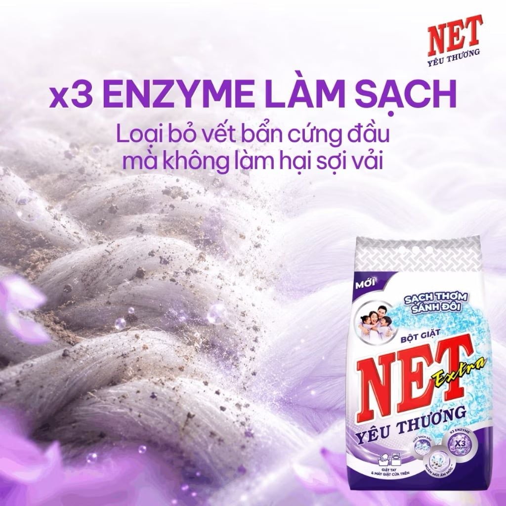  Combo Bột giặt NET yêu thương Extra bịch 5.5kg + Nước rửa chén NET yêu thương đậm đặc hương Chanh tươi mát chai 750g 