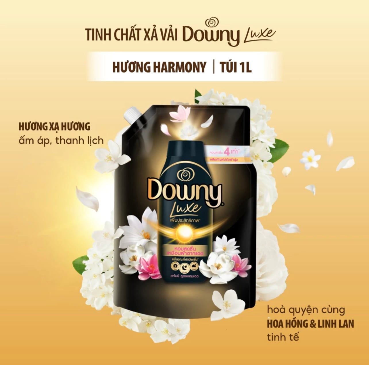  Tinh Chất Xả Vải DOWNY LUXE Tinh Chất Mặt Trời Thơm Như Được Phơi Dưới Nắng - Chai 450ml & Túi 1L 
