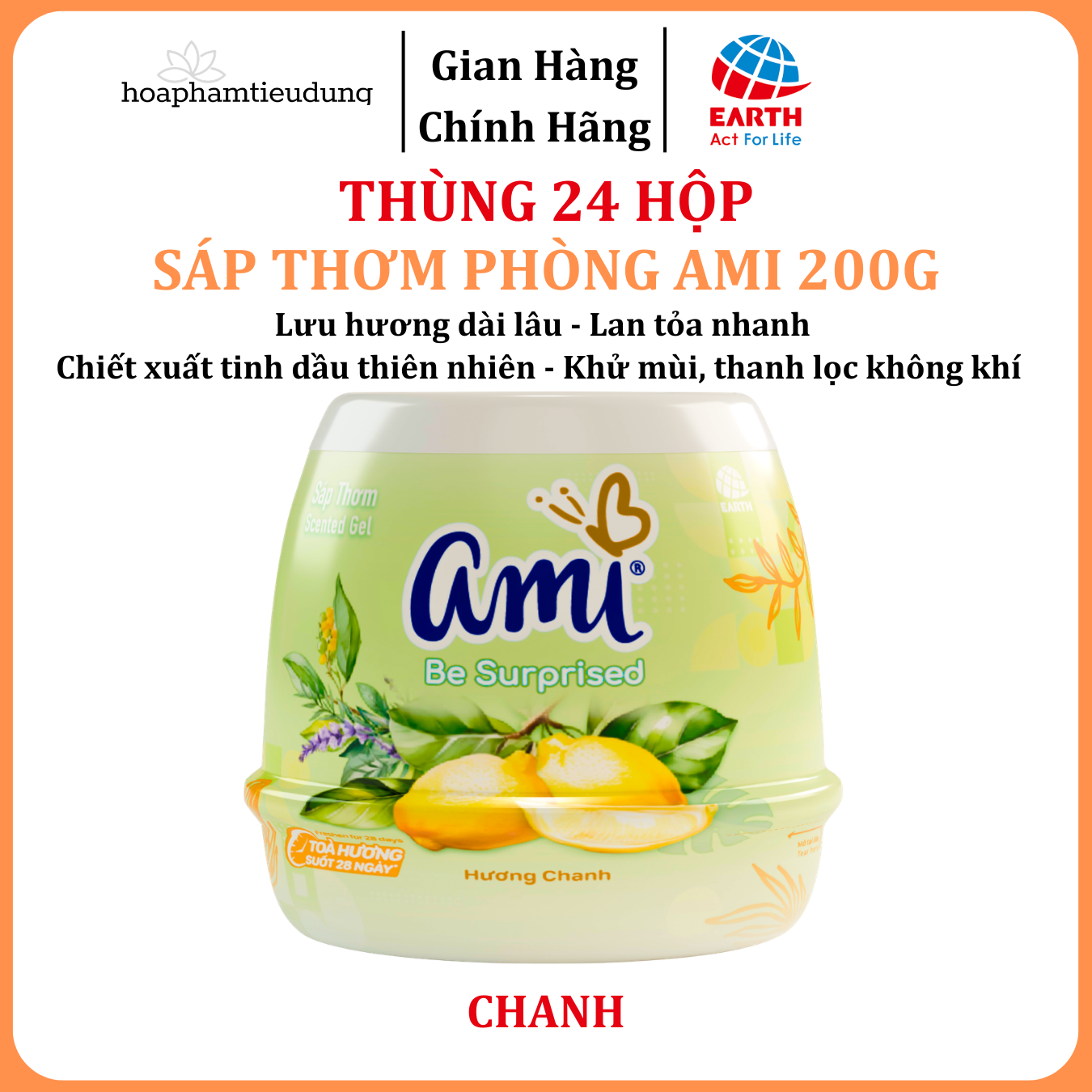  Sáp Thơm Ami Khử Mùi Làm Thơm Không Gian, Nhiều Hương Thơm Dịu Nhẹ 200g 