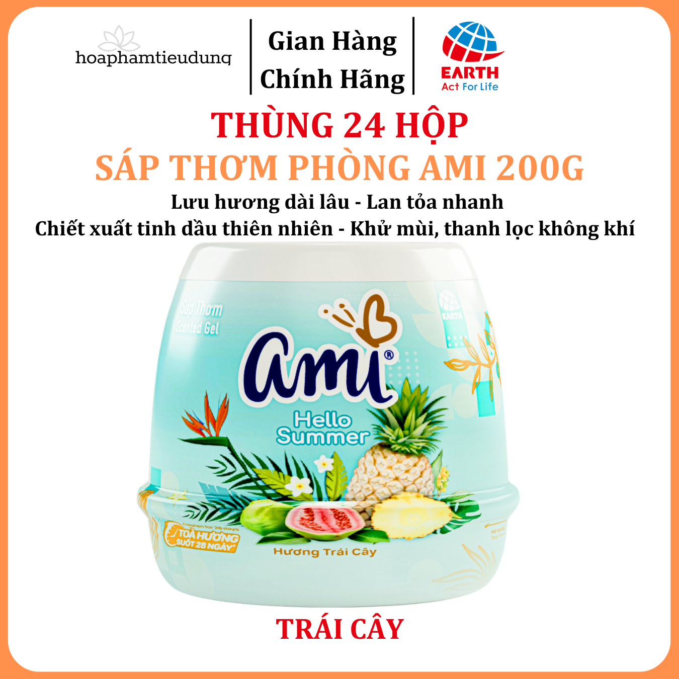  Sáp Thơm Ami Khử Mùi Làm Thơm Không Gian, Nhiều Hương Thơm Dịu Nhẹ 200g 