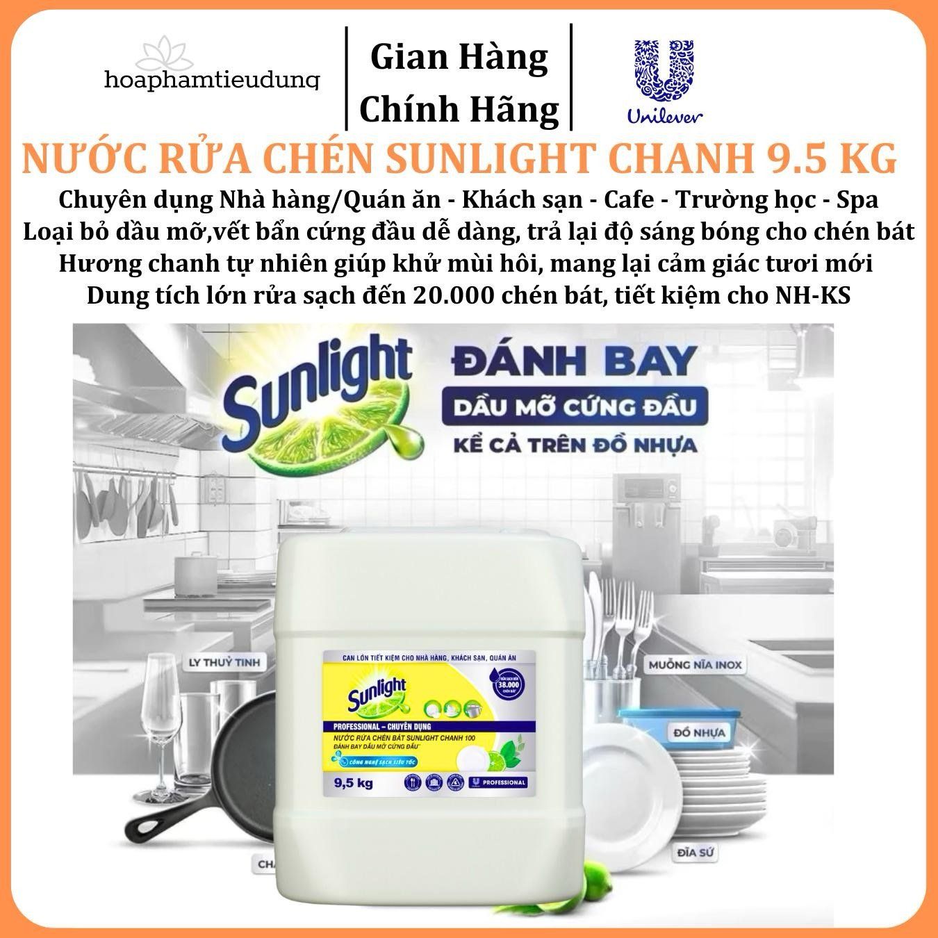  Nước Rửa Chén Sunlight 9.5 Kg 