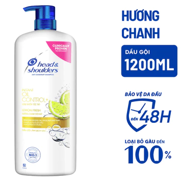  Dầu Gội Sạch Gàu HEAD & SHOULDERS Bạc Hà/ Giảm Ngứa Da Đầu/ Hương Chanh - Chai 1200 ml 