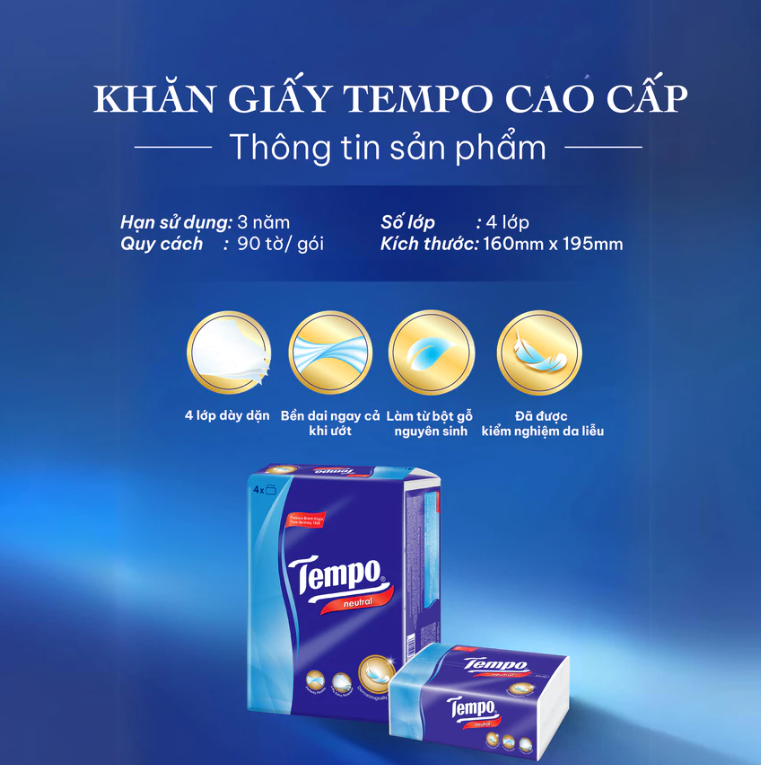  [LỐC 10 GÓI] Khăn giấy bỏ túi cao cấp Tempo Regular - 4 Lớp Bền Dai - Thương hiệu Đức - An Toàn Cho Da 