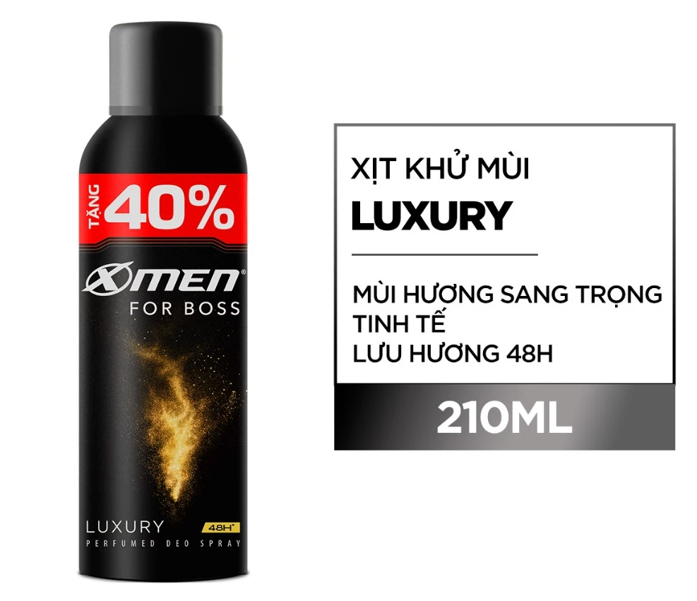  [Tặng thêm 40% dung tích] Xịt khử mùi XMen For Boss Intense/ Luxury/Legend/Motion 210ml - Hương Nước Hoa Châu Âu 