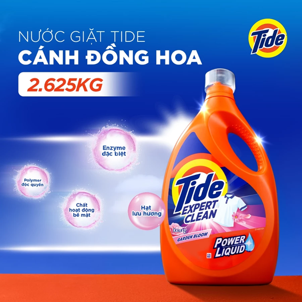  Chai Nước Giặt TIDE Mỹ Giặt Sạch Trắng Sáng/ Cánh Đồng Hoa Size 0.86KG-2.67KG 