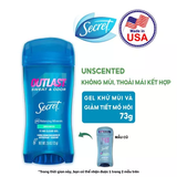  Gel Khử Mùi SECRET 73g, Giảm tiết mồ hôi 72 giờ và dưỡng da săn mịn, nhiều mùi hương 73g - Mỹ 