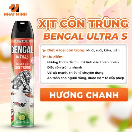  Bình xịt muỗi Bengal Pro Max 500ml diệt 8 loại côn trùng, bình xịt côn trùng an toàn cho gia đình 