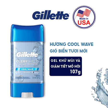  Gel Khử Mùi GILLETTE 107g, Giảm tiết mồ hôi hiệu suất 72 giờ hương tươi mới, mát lạnh - Mỹ 