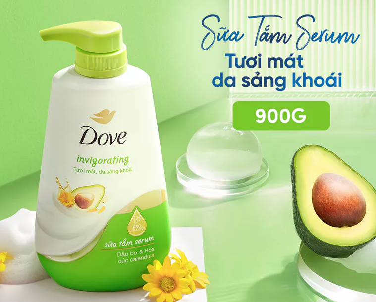  Sữa Tắm Serum Dove Pro-Ceramide Giúp Da Đàn Hồi Và Căng Bóng 900g 