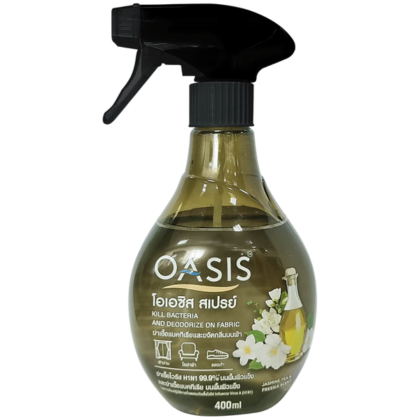  Xịt thơm giường nệm OASIS 400ml hương hoa hồng làm thơm và giúp làm sạch vải vóc tạo cảm giác thư giãn, dễ chịu 