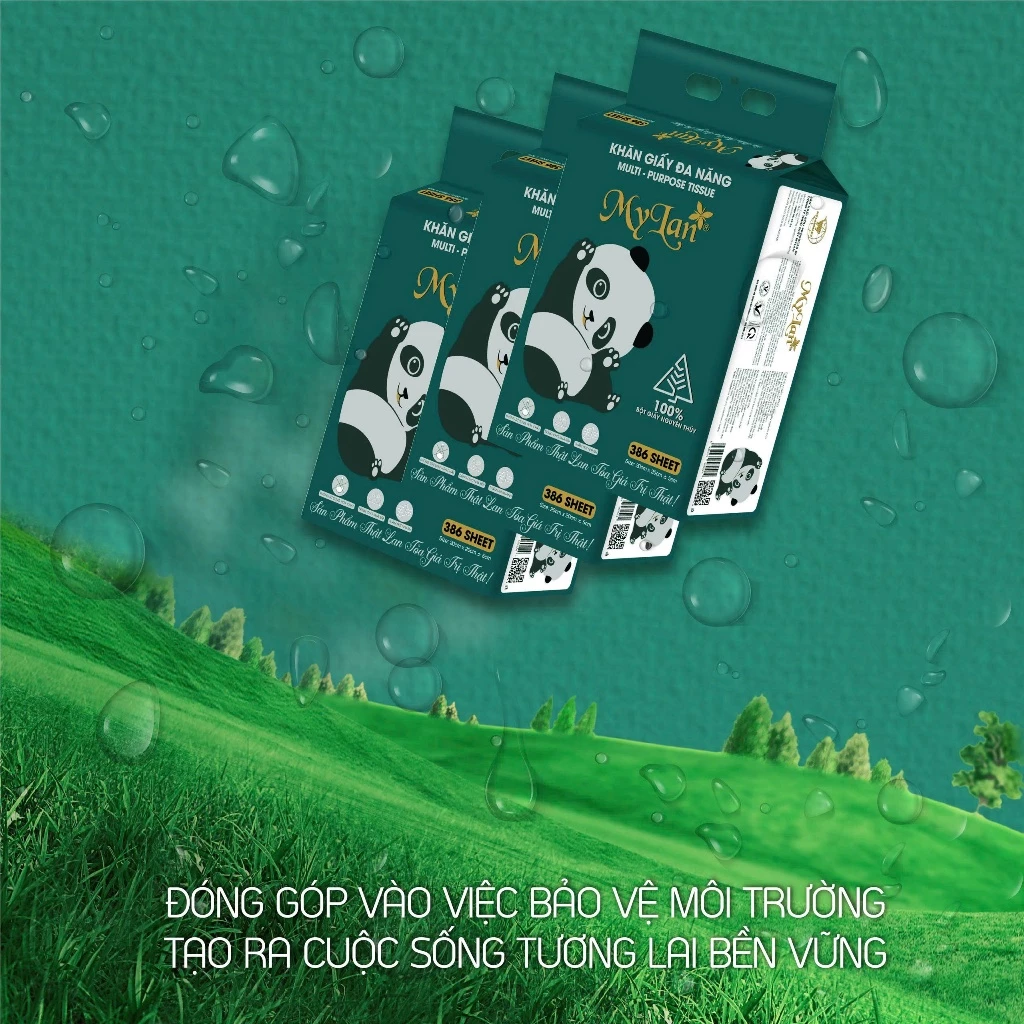  Khăn Giấy Rút Đáy Đa Năng MyLan Cao Cấp 2 Lớp Dập Vân 3D Mềm Dai Thấm Hút Tốt 386 Tờ/Dây 