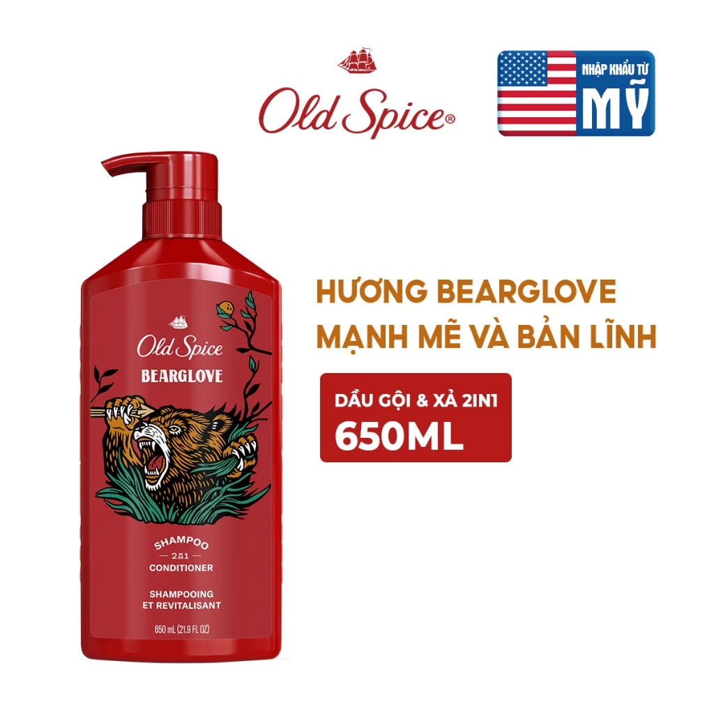  Dầu Gội Xả 2in1 OLD SPICE 650ml tiện lợi, sạch sâu, dưỡng tóc nam dày khỏe, giảm khô xơ, phồng hơn +80% - Mỹ 