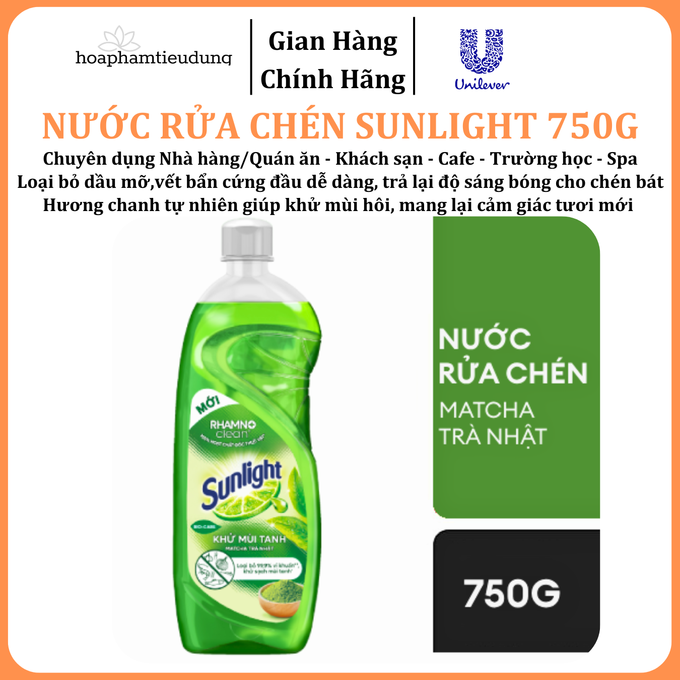  Nước rửa chén Sunlight chai 750g 