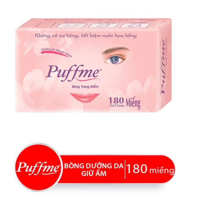  Hộp Bông Dưỡng Da PUFFME Airlaid, 180 Miếng/Hộp 