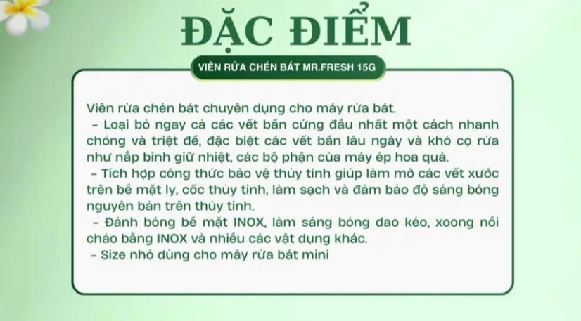  Viên Rửa Chén Bát Mr.Fresh Dành Cho Máy Rửa Chén Bát Hộp 36 Viên 