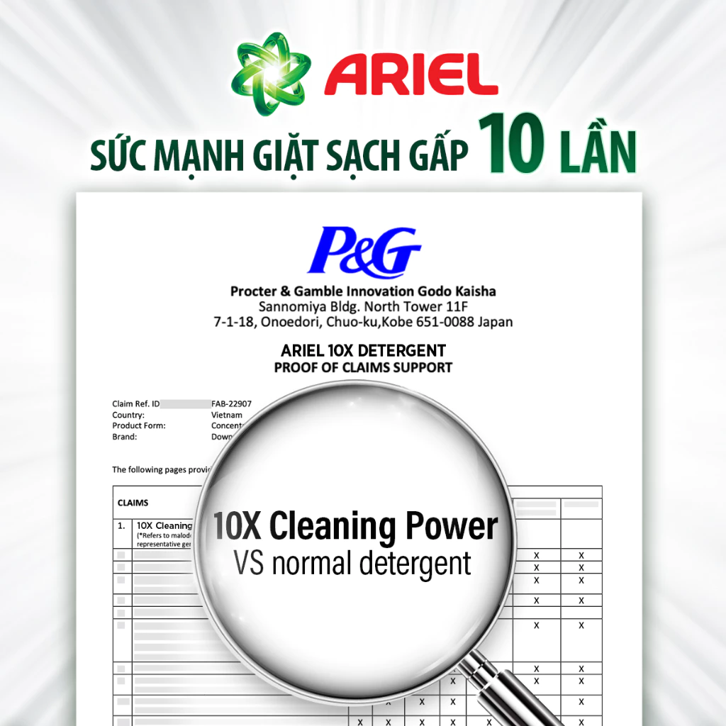  Nước Giặt Gel ARIEL 10X Sức Mạnh Giặt Sạch Chuyên Gia Cửa Trước - Cửa Trên Hương Downy Nắng Sớm Túi 1.37 - 4.05KG 