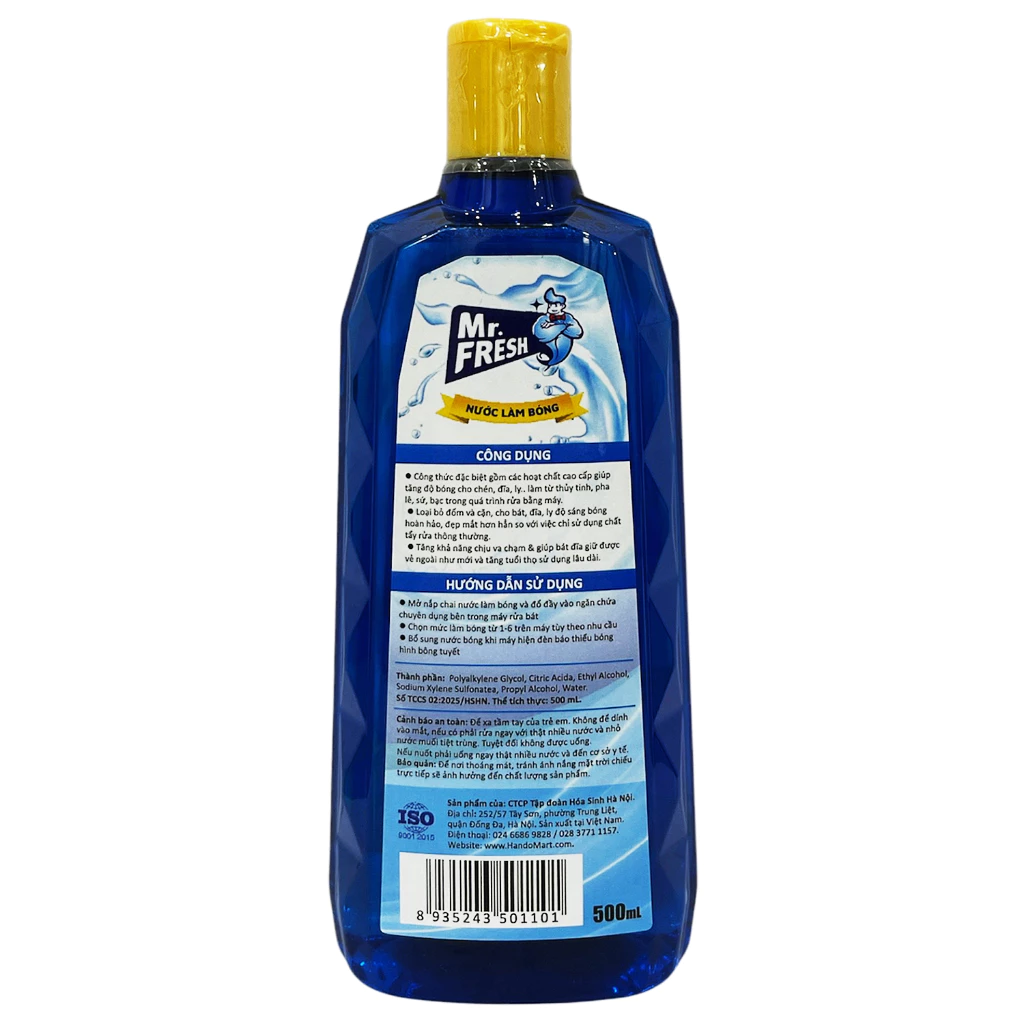  Nước làm bóng Mr.Fresh 500ml giúp Giúp chén bát sạch, sáng bóng và khô nhanh 