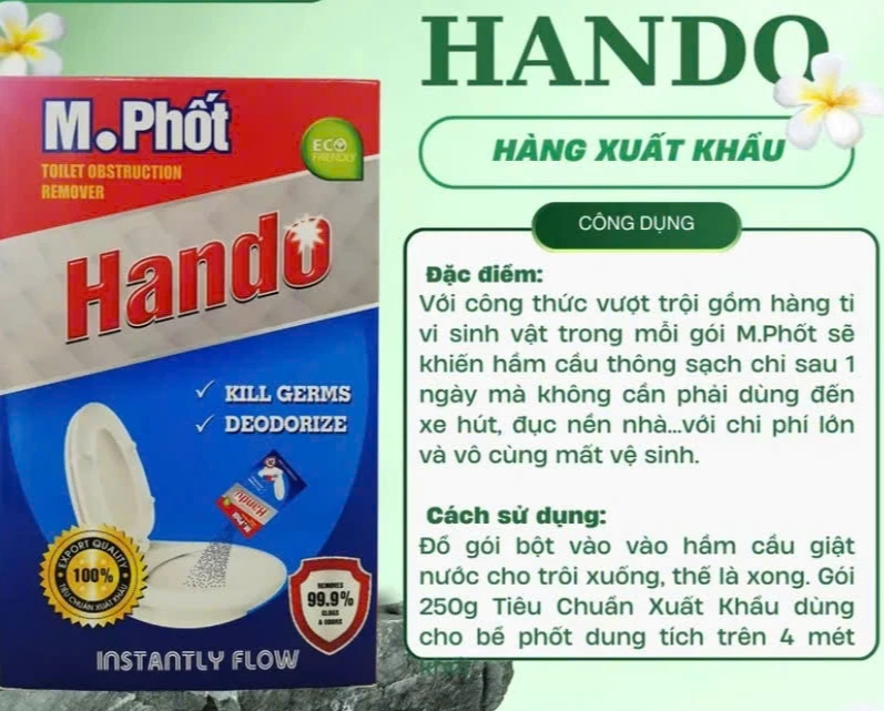  Hộp thông tắc hầm cầu M.phốt bột Hando 250g Xuất Khẩu 