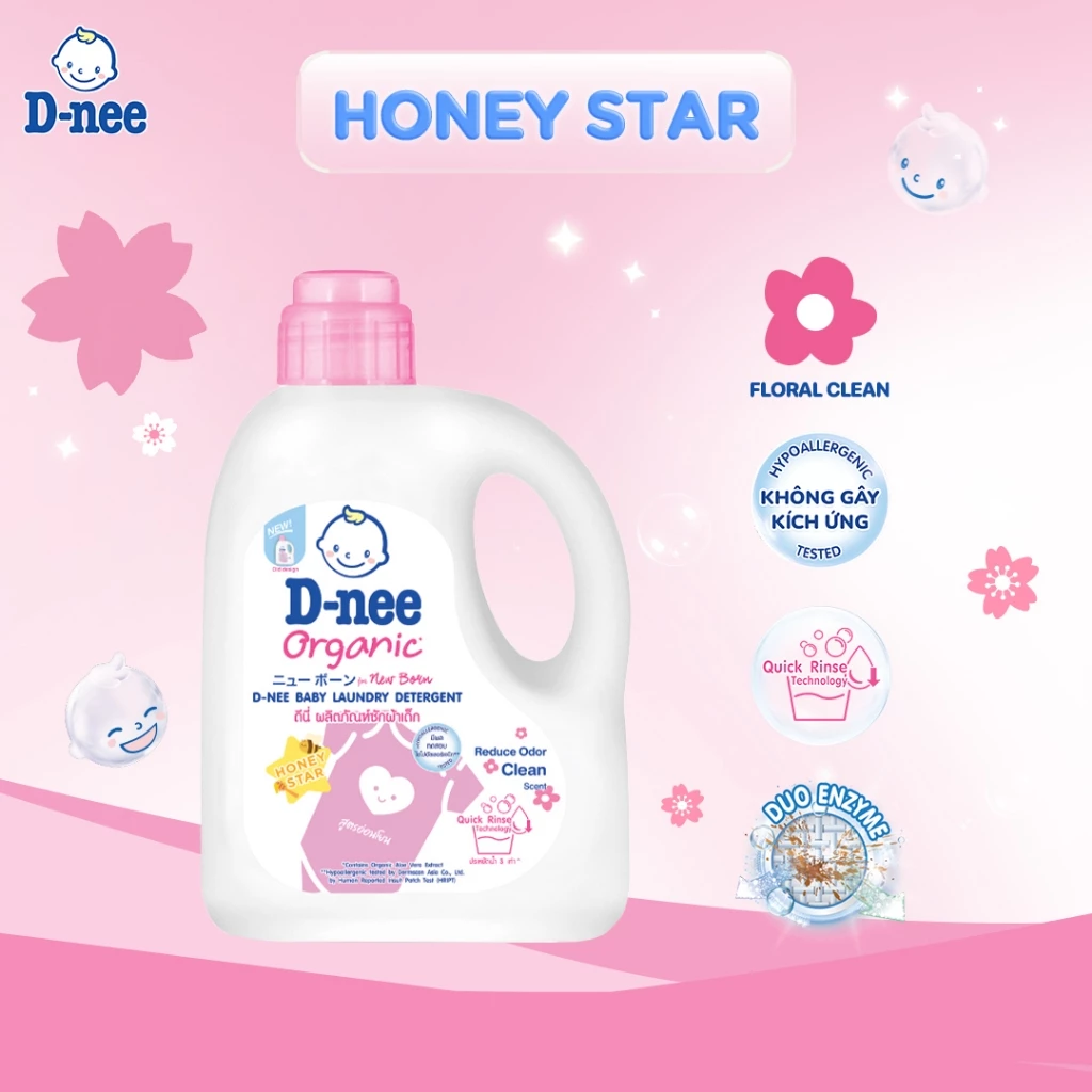  Nước giặt D-nee cho trẻ sơ sinh, mềm dịu, thơm nhẹ, không hư hại quần áo - Can 960ml - 2 Hương thơm 